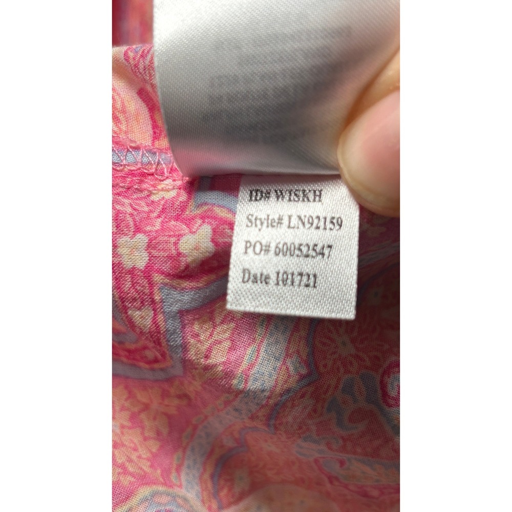 Lauren Ralph Lauren Pajama Set Paisley Small Pink 3/4 Sleeve Button Front RLL - Picture 11 of 11
